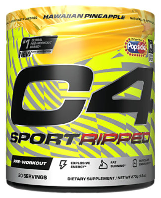 C4 Sport Ripped Popsicle Hawaiian Pineapple - 9.5 OZ