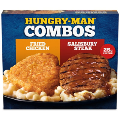 Hungry Man Combo Salisbury Steak And Fried Chicken Frozen Ssm, 15 Oz - 15 OZ