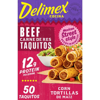 Delimex Beef Taquitos Frozen Snacks - 50 Count