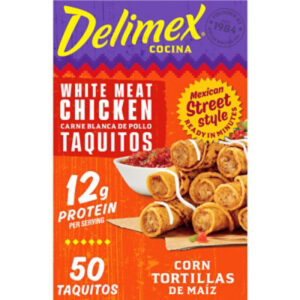 Delimex White Meat Chicken Taquitos Frozen Snacks - 50 Count