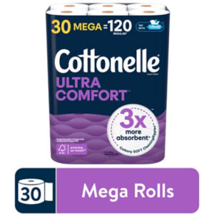 Cottonelle Ultra Comfort Mega Toilet Paper Rolls 244 Sheets Per Roll - 30 Count