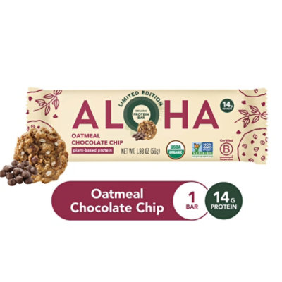 Aloha Plant Based Protein Bar Oatmeal Chocolate Chip 1.98oz - 1.98 OZ