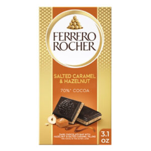Ferrero Rocher Chocolate Bar Dark Chocolate Hazelnut and Crunchy Salted Caramel - 3.1 Oz