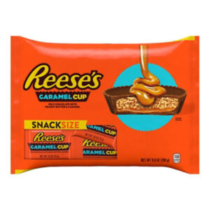REESE'S Caramel Milk Chocolate Snack Size Peanut Butter Cups Halloween Candy Bag - 9.9 Oz