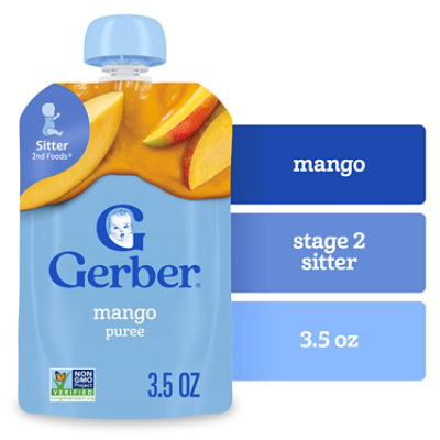 Grbr Natural 2nd Foods Puree Mango Pouch - 3.5 OZ