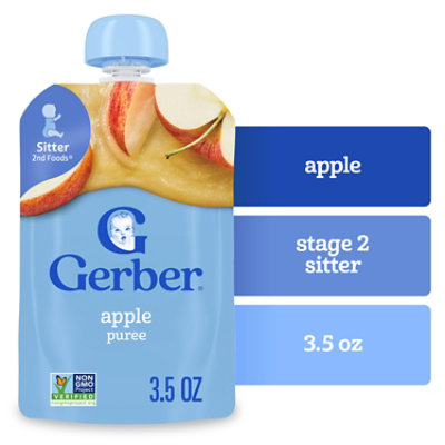 Grbr Naturals 2nd Foods Puree Apple Pouch - 3.5 OZ