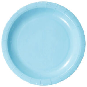 American Greetings Light Blue with White Striped Plastic Table Cover - Each