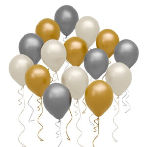 American Greetings Metallic White/Gold/Silver Balloons - 15 Count