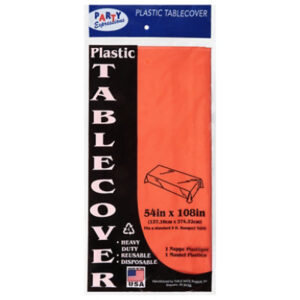 Table-Mate 54x108 Tangerine Plastic Table Cover - Each