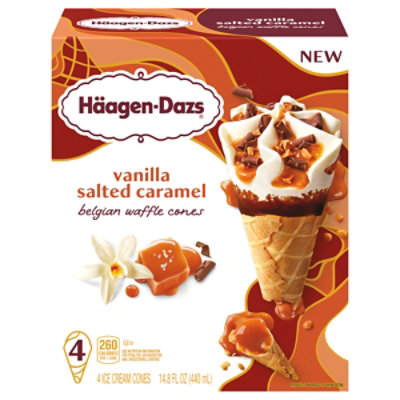 Haagen Dazs Vanilla Salted Caramel Belgian Waffle Cones 4ct, 14.88 Fz - 14.88 FZ