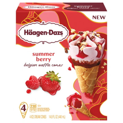 Haagen Dazs Summer Berry Belgian Waffle Cones 4ct, 14.88fz - 14.88 FZ