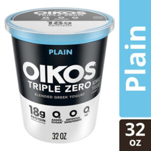 Dannon Oikos Triple Zero Plain Tub 32oz - 32 OZ