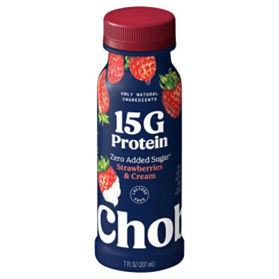 Chobani 15g Protein Lowfat Greek Yogurt Drink Strawberries & Cream 7 Oz - 7 OZ