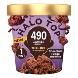 Halo Top Chocolate Fudge Brownie Lower Calorie Light Ice Cream Pint - 16 Fl. Oz.