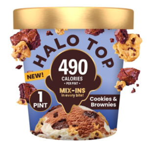 Halo Top Cookies & Chocolate Brownies Lower Calorie Light Ice Cream Pint - 16 Fl. Oz.