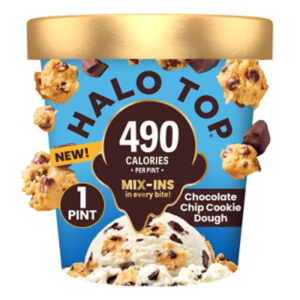 Halo Top Chocolate Chip Cookie Dough Lower Calorie Vanilla Light Ice Cream Pint - 16 Fl. Oz.