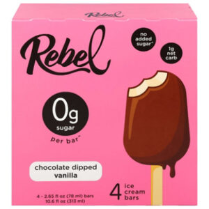 Rebel Ice Cream Chocolate Dipped Vanilla Bar - 10.6 OZ