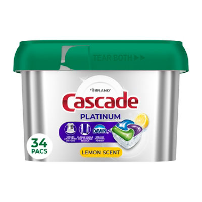 Cascade Platinum Actionpacs, Lemon Scent - 34 Count