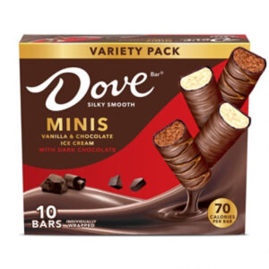 DOVE Vanilla & Chocolate Ice Cream Mini Dark Chocolate Ice Cream Bars - 10 Count