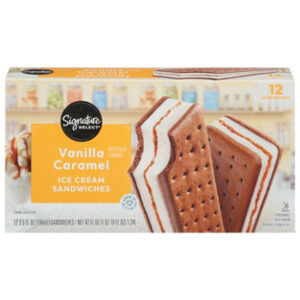 Signature Select Vanilla Caramel Ice Cream Sandwiches 12 Pk 3.5 Fz - 12-3.5 FZ