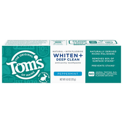 Tom's Of Maine Whiten Deep Clean Anti-cavity Peppermint Toothpaste 4z. - 4 OZ