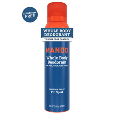 Mando Whole Body Men's Deodorant Spray Aluminum Free Pro Sport - 3.6oz