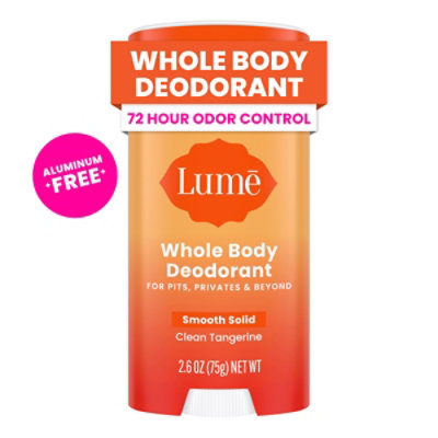 Lume Whole Body Women's Deodorant Smooth Solid Stick Aluminum Free Clean Tangerine - 2.6oz