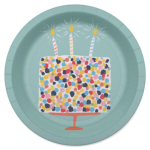 American Greetings Birthday Cake on Green 7" Paper Plates - 10 Count