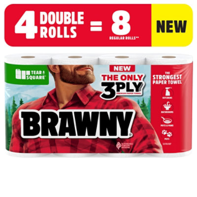 Brawny Tear-a-Square Double Rolls Paper Towels - 4 Count