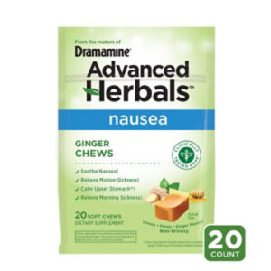 Dramamine Ginger Chews, Nausea Relief Soft Chews Lemon-honey-ginger - 20 CT