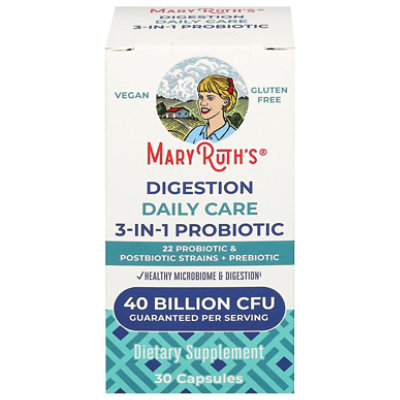 Maryruth's Digestion Daily Care 3-in-1 Probiotic 40 Bil Cfu 30ct - 30 CT