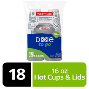 Dixie To Go Paper Cups With Lids 16 Oz - 18 CT