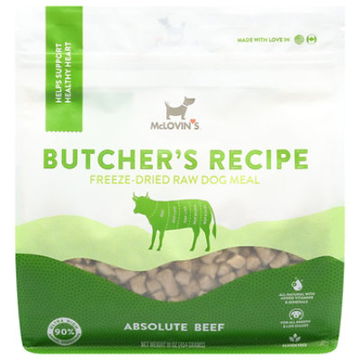 Mclovins Pet Food Dog Meal Beef Freeze Dried Butchers - 16 OZ