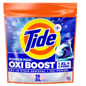 Tide Power Pods Laundry Detergent Plus Oxi Boost, Original Scent Pacs - 18 Count
