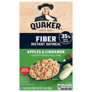 Quaker Fiber Boost Instant Oats Hot Cereal Apple Cinnamon 8 Count 1.57 Ounce - 8 CT