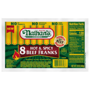 Nathans Beef Frank Hot - 12 OZ