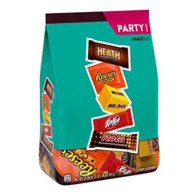 Snack Size Bar Party Bag Asst Sub Reeses Pieces Rolo Heath Milk Chocolate English Toffee Milk Du - 33.08 OZ