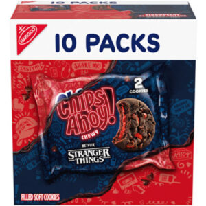 CHIPS AHOY!  Limited Edition Stranger Things Chewy Chocolatey Strawberry-Flavored Filled Soft Cookies - 10 Count