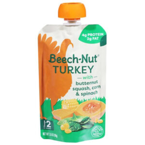 Beech Nut Turkey Stage 2 Baby Food Turkey Butternut Squash Corn & Spinach 3.5 Oz Pouch - 3.5 OZ