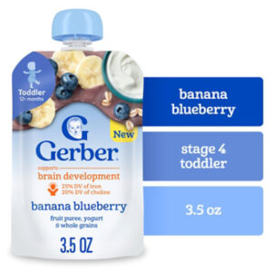 Gerber Infant Puree Toddler Fruit Yogurt Grain Banana Blueberry 3.5oz Pouch - 3.5 OZ