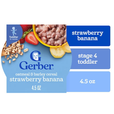 Gerber Strawberry Banana Oatmeal & Barley Cereal Toddler Meals 4.5oz Tray - 4.5 OZ