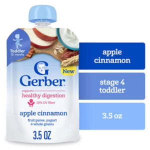 Gerber Infant Puree Toddler Fruit Yogurt Grain Apple Cinnamon - 3.5 OZ
