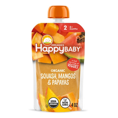 Happy Baby Organics Stage 2 Squash Mangos & Papayas Pouch - 4 Oz