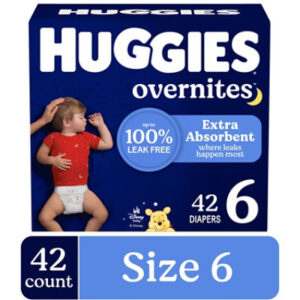 Huggies Overnites Nighttime Baby Diapers, Size 6 (35 lbs) - 42 Count