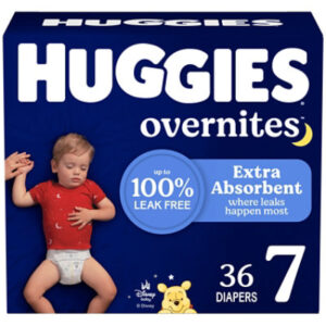 Huggies Overnites Nighttime Baby Diapers, Size 7 (41 lbs) - 36 Count