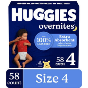 Huggies Overnites Nighttime Baby Diapers, Size 4 (22-37 lbs) - 58 Count