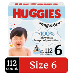 Huggies Snug & Dry Baby Diapers, Size 6 (35 lbs) - 112 Count