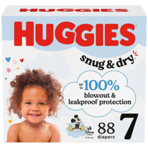 Huggies Snug & Dry Size 7 Baby Diapers, (41 lbs) - 88 Count