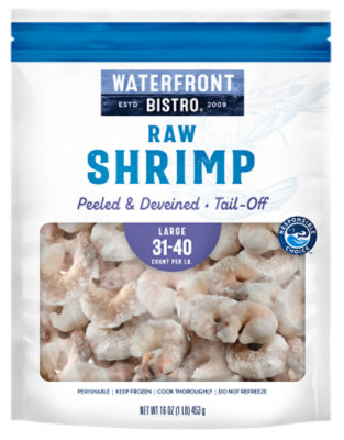 Waterfront Bistro Shrimp Raw 31-40 Ct P&d T-off - 1 LB