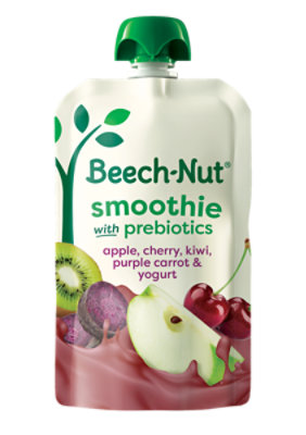 Beech-nut Smoothie Prebiotics Stage 4 Apple Cherry Puprle Carrot & Yogurt Toddler Food Pouch - 3.5 OZ